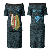 Hawaii Lei Kamehameha Family Matching Puletasi and Hawaiian Shirt Uliuli Seamless Pattern Hibiscus Flower LT9 Mom's Dress Blue - Polynesian Pride
