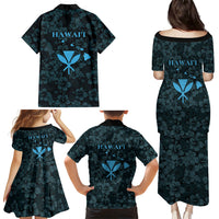 Hawaii Lei Kamehameha Family Matching Puletasi and Hawaiian Shirt Uliuli Seamless Pattern Hibiscus Flower