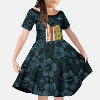 Hawaii Lei Kamehameha Family Matching Short Sleeve Bodycon Dress and Hawaiian Shirt Uliuli Seamless Pattern Hibiscus Flower