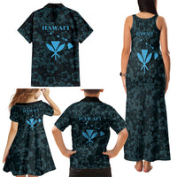 Hawaii Lei Kamehameha Family Matching Tank Maxi Dress and Hawaiian Shirt Uliuli Seamless Pattern Hibiscus Flower