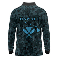 Hawaii Lei Kamehameha Long Sleeve Polo Shirt Uliuli Seamless Pattern Hibiscus Flower LT9 - Polynesian Pride