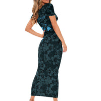 Hawaii Lei Kamehameha Short Sleeve Bodycon Dress Uliuli Seamless Pattern Hibiscus Flower LT9 - Polynesian Pride