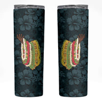 Hawaii Lei Kamehameha Skinny Tumbler Uliuli Seamless Pattern Hibiscus Flower