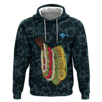 Hawaii Lei Kamehameha Zip Hoodie Uliuli Seamless Pattern Hibiscus Flower LT9 Pullover Hoodie Blue - Polynesian Pride