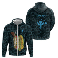 Hawaii Lei Kamehameha Zip Hoodie Uliuli Seamless Pattern Hibiscus Flower LT9 - Polynesian Pride