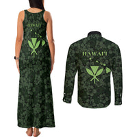 Hawaii Lei Kamehameha Couples Matching Tank Maxi Dress and Long Sleeve Button Shirt Oma'oma'o Seamless Pattern Hibiscus Flower LT9 - Polynesian Pride