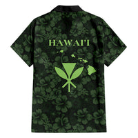 Hawaii Lei Kamehameha Family Matching Mermaid Dress and Hawaiian Shirt Oma'oma'o Seamless Pattern Hibiscus Flower LT9 Dad's Shirt - Long Sleeve Green - Polynesian Pride