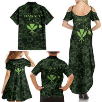 Hawaii Lei Kamehameha Family Matching Summer Maxi Dress and Hawaiian Shirt Oma'oma'o Seamless Pattern Hibiscus Flower LT9 Mom's Dress Green - Polynesian Pride