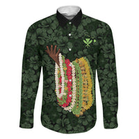 Hawaii Lei Kamehameha Family Matching Summer Maxi Dress and Hawaiian Shirt Oma'oma'o Seamless Pattern Hibiscus Flower LT9 Daughter's Dress Green - Polynesian Pride