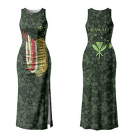 Hawaii Lei Kamehameha Family Matching Tank Maxi Dress and Hawaiian Shirt Oma'oma'o Seamless Pattern Hibiscus Flower LT9 Mom's Dress Green - Polynesian Pride