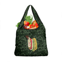 Hawaii Lei Kamehameha Grocery Bag Oma'oma'o Seamless Pattern Hibiscus Flower LT9 1-pack One Size Green - Polynesian Pride