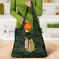 Hawaii Lei Kamehameha Grocery Bag Oma'oma'o Seamless Pattern Hibiscus Flower LT9 - Polynesian Pride