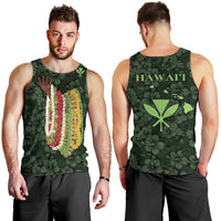 Hawaii Lei Kamehameha Men Tank Top Oma'oma'o Seamless Pattern Hibiscus Flower LT9 - Polynesian Pride