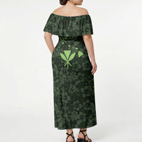 Hawaii Lei Kamehameha Off Shoulder Maxi Dress Oma'oma'o Seamless Pattern Hibiscus Flower LT9 - Polynesian Pride