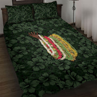Hawaii Lei Kamehameha Quilt Bed Set Oma'oma'o Seamless Pattern Hibiscus Flower