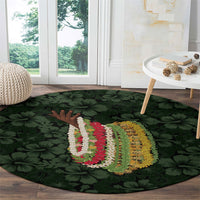 Hawaii Lei Kamehameha Round Carpet Oma'oma'o Seamless Pattern Hibiscus Flower