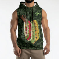 Hawaii Lei Kamehameha Sleeveless Hoodie Oma'oma'o Seamless Pattern Hibiscus Flower