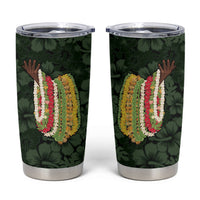 Hawaii Lei Kamehameha Tumbler Cup Oma'oma'o Seamless Pattern Hibiscus Flower LT9 Green - Polynesian Pride