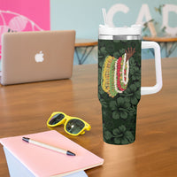 Hawaii Lei Kamehameha Tumbler With Handle Oma'oma'o Seamless Pattern Hibiscus Flower LT9 - Polynesian Pride