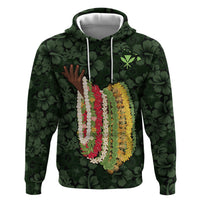 Hawaii Lei Kamehameha Zip Hoodie Oma'oma'o Seamless Pattern Hibiscus Flower LT9 Pullover Hoodie Green - Polynesian Pride