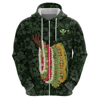 Hawaii Lei Kamehameha Zip Hoodie Oma'oma'o Seamless Pattern Hibiscus Flower LT9 - Polynesian Pride