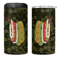 Hawaii Lei Kamehameha 4 in 1 Can Cooler Tumbler Melemele Seamless Pattern Hibiscus Flower