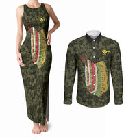 Hawaii Lei Kamehameha Couples Matching Tank Maxi Dress and Long Sleeve Button Shirt Melemele Seamless Pattern Hibiscus Flower LT9 Yellow - Polynesian Pride
