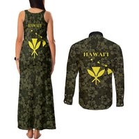 Hawaii Lei Kamehameha Couples Matching Tank Maxi Dress and Long Sleeve Button Shirt Melemele Seamless Pattern Hibiscus Flower LT9 - Polynesian Pride