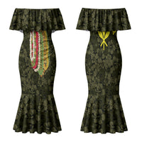 Hawaii Lei Kamehameha Family Matching Mermaid Dress and Hawaiian Shirt Melemele Seamless Pattern Hibiscus Flower LT9 Mom's Dress Yellow - Polynesian Pride
