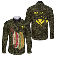 Hawaii Lei Kamehameha Family Matching Mermaid Dress and Hawaiian Shirt Melemele Seamless Pattern Hibiscus Flower LT9 Dad's Shirt - Long Sleeve Yellow - Polynesian Pride