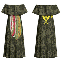 Hawaii Lei Kamehameha Family Matching Off Shoulder Maxi Dress and Hawaiian Shirt Melemele Seamless Pattern Hibiscus Flower LT9 Mom's Dress Yellow - Polynesian Pride