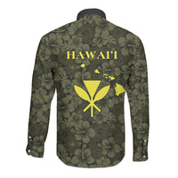 Hawaii Lei Kamehameha Long Sleeve Button Shirt Melemele Seamless Pattern Hibiscus Flower LT9 - Polynesian Pride