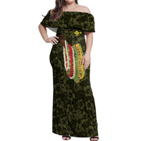 Hawaii Lei Kamehameha Off Shoulder Maxi Dress Melemele Seamless Pattern Hibiscus Flower LT9 Women Yellow - Polynesian Pride