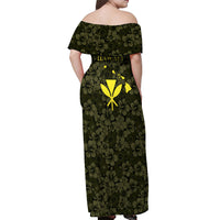 Hawaii Lei Kamehameha Off Shoulder Maxi Dress Melemele Seamless Pattern Hibiscus Flower LT9 - Polynesian Pride