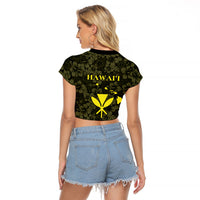 Hawaii Lei Kamehameha Raglan Cropped T Shirt Melemele Seamless Pattern Hibiscus Flower