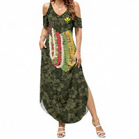 Hawaii Lei Kamehameha Summer Maxi Dress Melemele Seamless Pattern Hibiscus Flower LT9 Women Yellow - Polynesian Pride