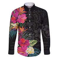 Hafa Adai Guam Family Matching Off Shoulder Short Dress and Hawaiian Shirt Tropical Flowers Colorful Vibes