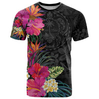 Hafa Adai Guam T Shirt Tropical Flowers Colorful Vibes LT9 Black - Polynesian Pride