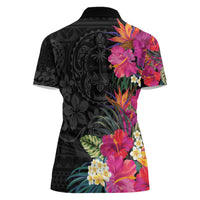 Hafa Adai Guam Women Polo Shirt Tropical Flowers Colorful Vibes