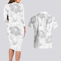 Samoa Lotu Tamaiti Couples Matching Long Sleeve Bodycon Dress and Hawaiian Shirt White Sun Day Beauty Hibiscus Ver01