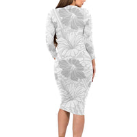 Samoa Lotu Tamaiti Long Sleeve Bodycon Dress White Sun Day Beauty Hibiscus Ver01