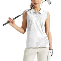 Samoa Lotu Tamaiti Women Sleeveless Polo Shirt White Sun Day Beauty Hibiscus Ver02