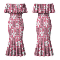 Give Cancer The Boot Pink Cowgirl Family Matching Mermaid Dress and Hawaiian Shirt Western Aloha Hibiscus Paniolo Heritage Floral LT9 Mom's Dress Pink - Polynesian Pride
