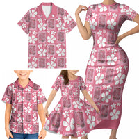Give Cancer The Boot Pink Cowgirl Family Matching Short Sleeve Bodycon Dress and Hawaiian Shirt Western Aloha Hibiscus Paniolo Heritage Floral LT9 - Polynesian Pride