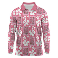 Give Cancer The Boot Pink Cowgirl Long Sleeve Polo Shirt Western Aloha Hibiscus Paniolo Heritage Floral LT9 Pink - Polynesian Pride