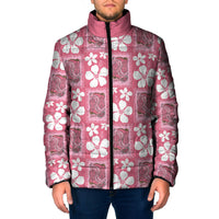 Give Cancer The Boot Pink Cowgirl Padded Jacket Western Aloha Hibiscus Paniolo Heritage Floral LT9 Men Pink - Polynesian Pride