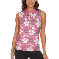 Give Cancer The Boot Pink Cowgirl Women Sleeveless Polo Shirt Western Aloha Hibiscus Paniolo Heritage Floral LT9 - Polynesian Pride