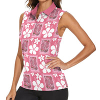 Give Cancer The Boot Pink Cowgirl Women Sleeveless Polo Shirt Western Aloha Hibiscus Paniolo Heritage Floral LT9 - Polynesian Pride