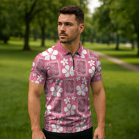 Give Cancer The Boot Pink Cowgirl Zipper Polo Shirt Western Aloha Hibiscus Paniolo Heritage Floral LT9 - Polynesian Pride