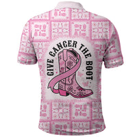 Give Cancer The Boot Pink Cowgirl Polo Shirt Hawaiian Paniolo Mixed Quilt Pattern Style LT9 - Polynesian Pride